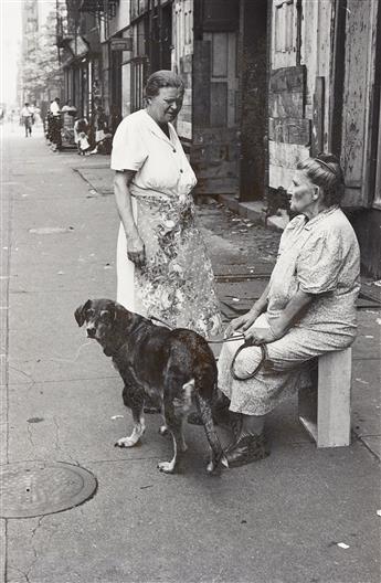 HELEN LEVITT (1913-2009) N.Y. (two women with dog) * N.Y. (man with hat) * N.Y. (horse-drawn cart).